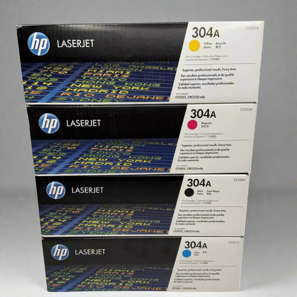 Genuine HP 304A OEM Toner SET - CC530A Black, CC531A Cyan, CC532A Yellow, CC533A Magenta - Real Deal Toners