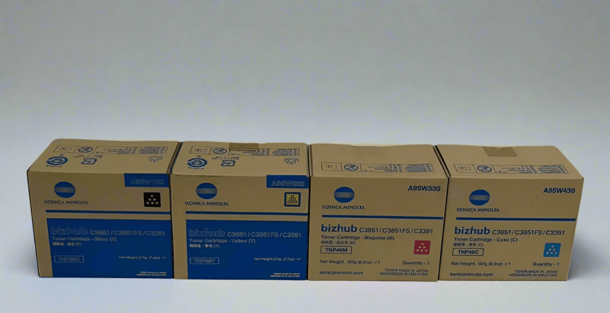 Genuine Konica Minolta OEM Toner Cartridge Set Cyan, Magenta, Yellow, Black - TNP49 - Real Deal Toners