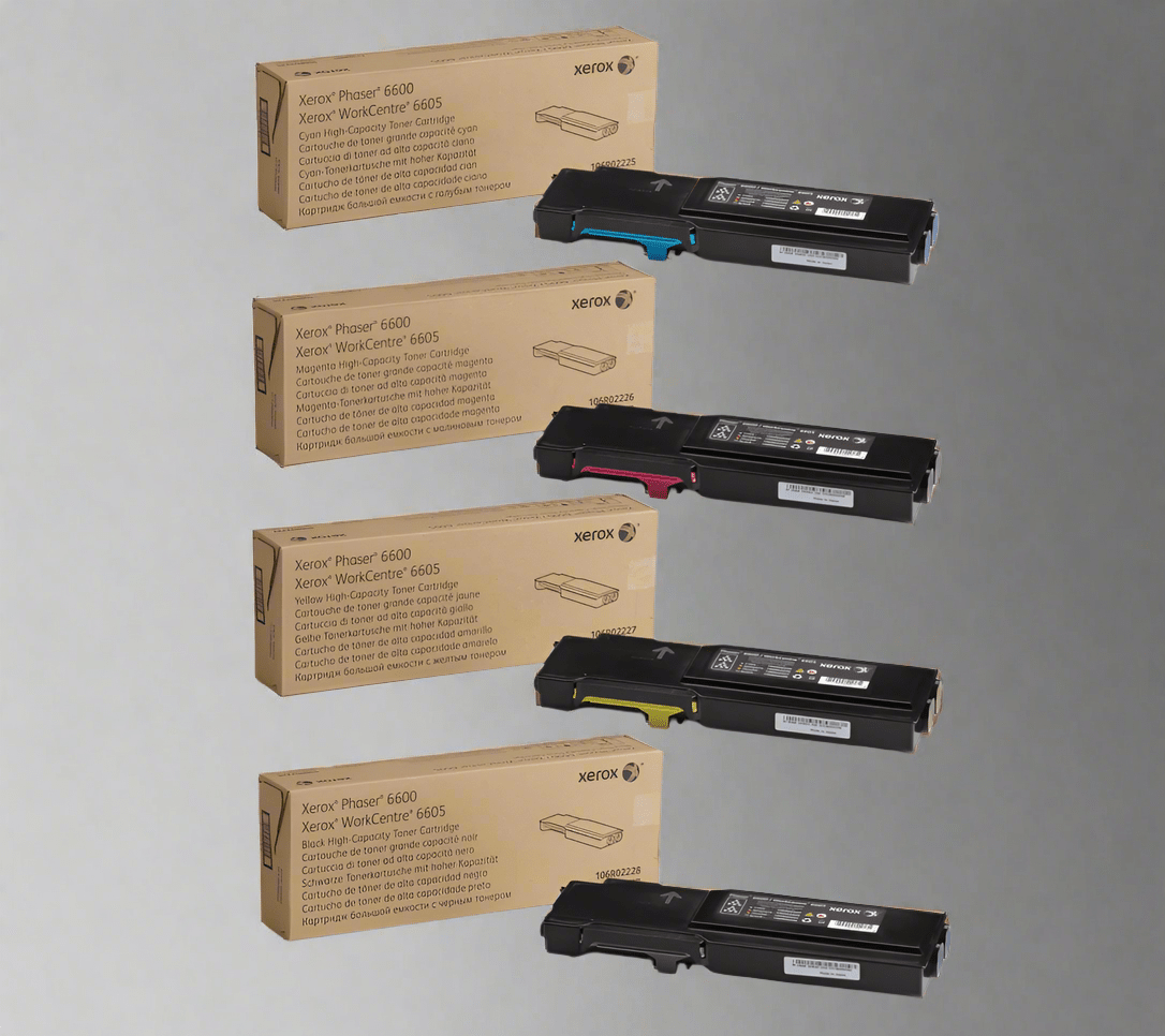 Genuine Xerox Phaser 6600 Workcentre 6605 OEM Toner SET - 106R02225 Cyan, 106R02226 Magenta, 106R02227 Yellow, 106R02228 Black - Real Deal Toners