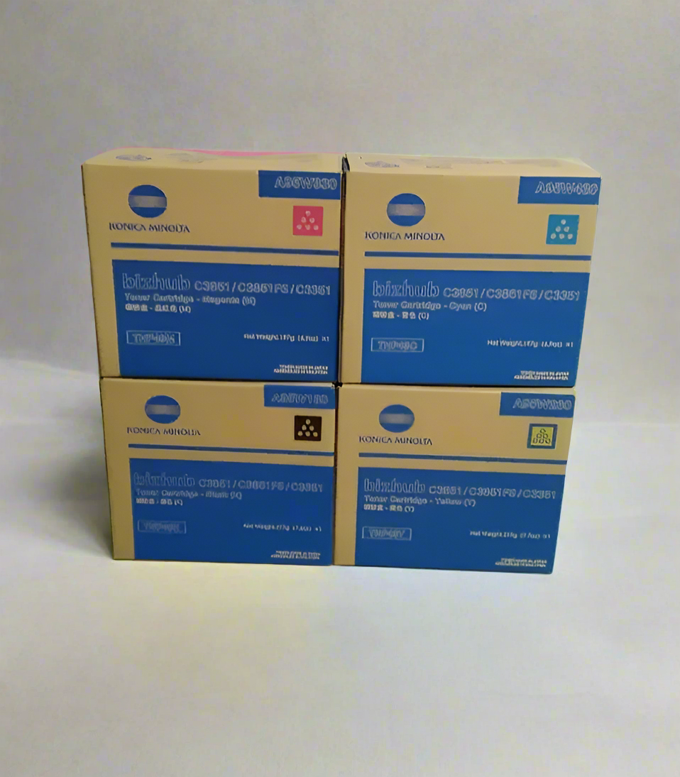 Genuine Konica Minolta OEM Toner Cartridge Set Cyan, Magenta, Yellow, Black - TNP49