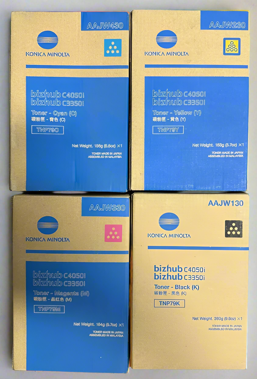 Genuine Konica Minolta OEM Toner Cartridge Set Cyan, Magenta, Yellow, Black - TNP79